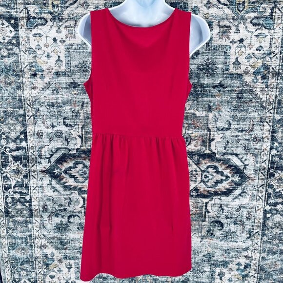 Ann Taylor Loft Dress Size M Lace Trim Red Mini Pullover Sleeveless - Picture 7 of 8